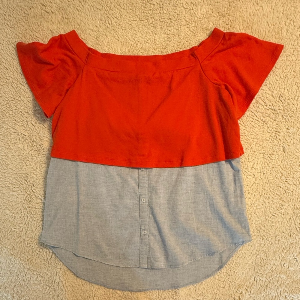 Anthropologie layered Off-Shoulder Top